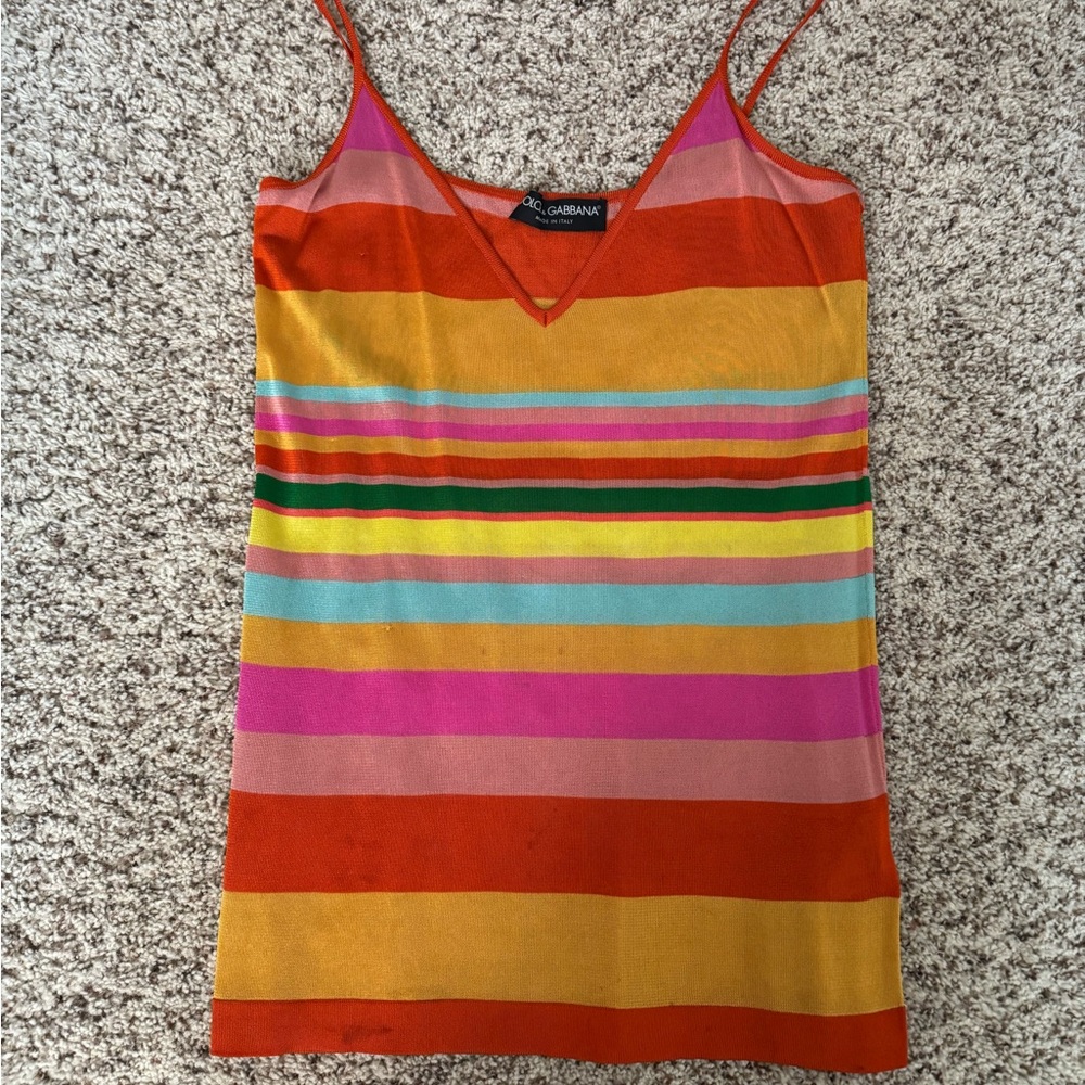 Dolce & Gabbana Red and Orange Fitted Camisole